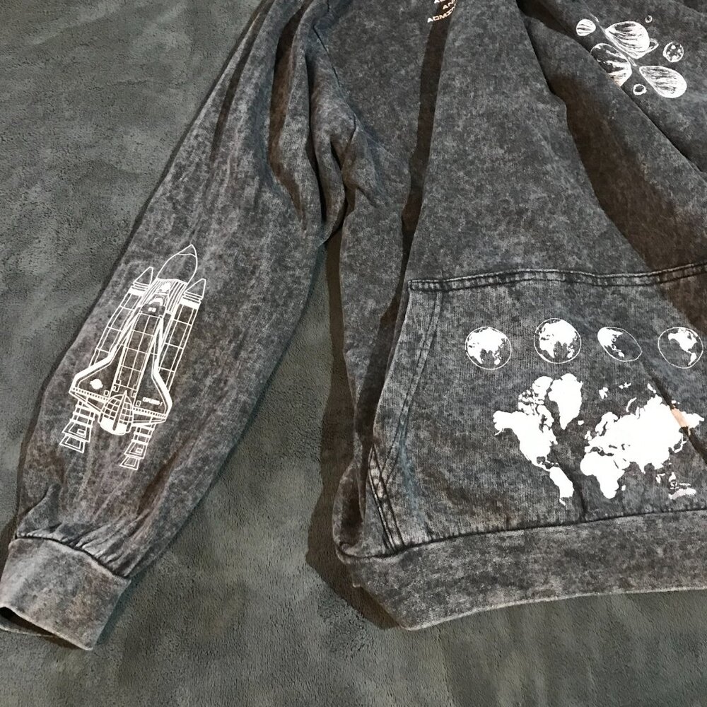 swtr027 - Gray Hyper Space NASA planetary hoodie Large - Picture 5 of 9